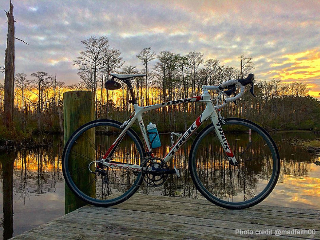 bike around elizabeth city at sunset